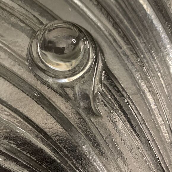 Shell Snail Shape Feet Clear Glass Serving Decorator Tray Platter Textured Heavy - Picture 8 of 9